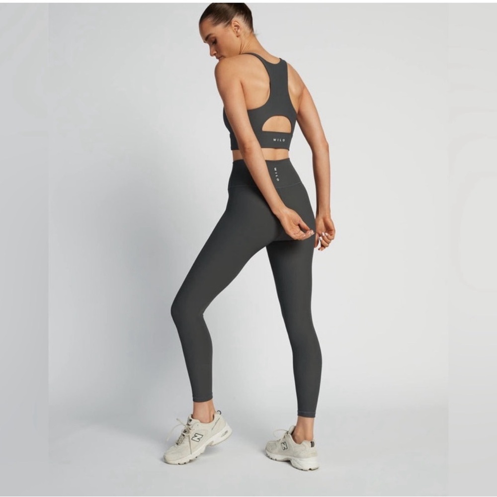 WILO The Label Gray Ribbed High Rise Leggings Size Medium